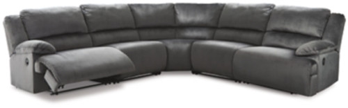 Ashley Clonmel Charcoal 5-Piece Power Reclining Sectional with LAF Recliner, 2 Armless Recliners, Wedge and RAF Recliner