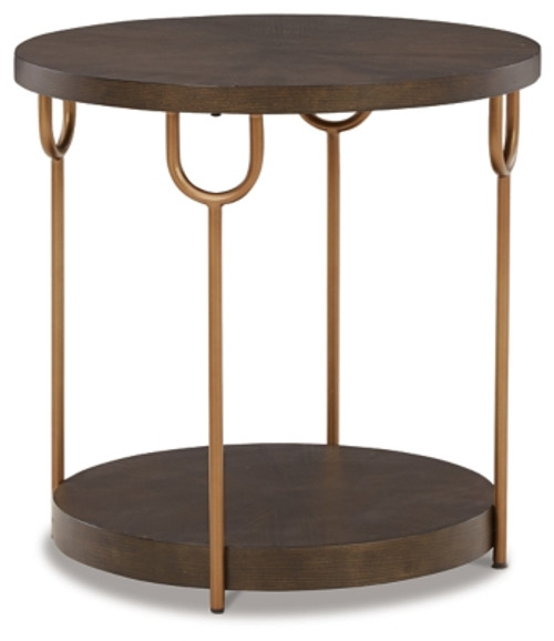 Ashley Brazburn Dark Brown Gold Finish End Table