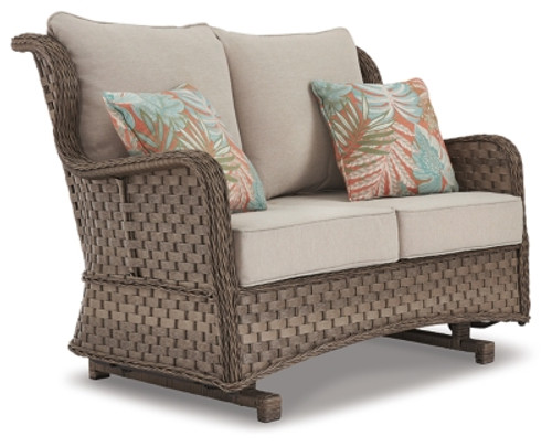 Ashley Clear Ridge Light Brown Glider Loveseat with Cushion