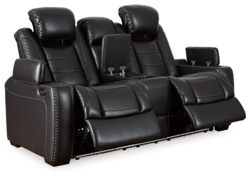 Ashley Party Time Midnight Power Reclining Loveseat with Console