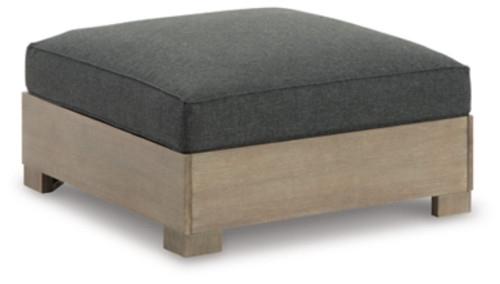 Ashley Citrine Park Brown Charcoal Outdoor Ottoman with Cushion