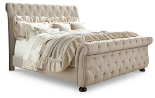 Ashley Willenburg Linen Queen Upholstered Sleigh Bed