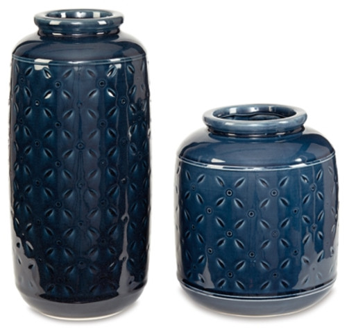 Ashley Marenda Navy Blue Vase (Set of 2)