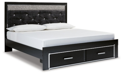 Ashley Kaydell Black King Upholstered Panel Storage Platform Bed