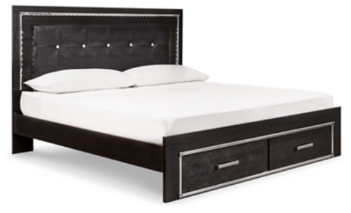 Ashley Kaydell Black King Upholstered Panel Bed with Storage