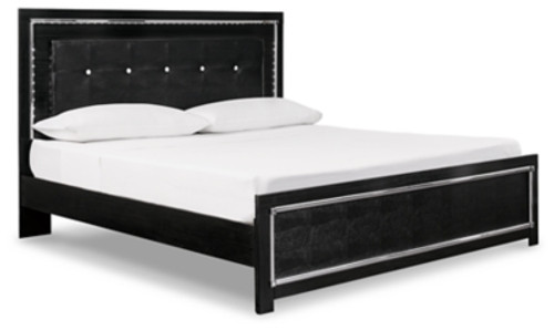 Ashley Kaydell Black King Upholstered LED Panel Bed