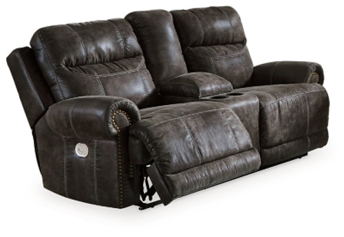 Ashley Grearview Charcoal Power Reclining Loveseat with Console