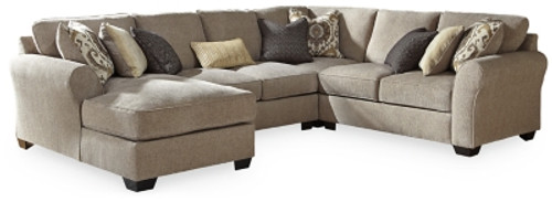 Benchcraft Pantomine Driftwood 4-Piece Sectional with RAF Chaise and Armless Sofa