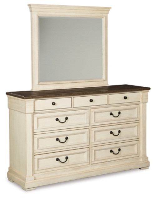 Ashley Bolanburg Antique White Dresser and Mirror