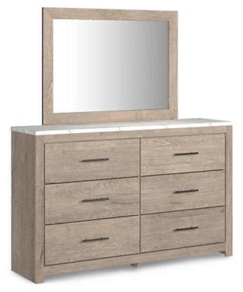Ashley Senniberg Light Brown White Dresser and Mirror