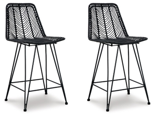 Ashley Angentree Black Counter Height Bar Stool (Set of 2)