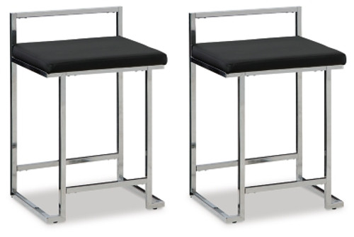 Ashley Madanere Black Chrome Finish Counter Height Bar Stool (Set of 2)