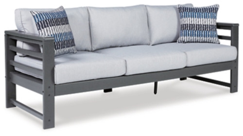 Ashley Amora Charcoal Gray Outdoor Sofa with Cushion