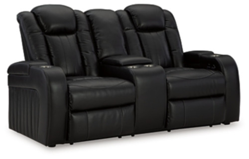 Ashley Caveman Den Midnight Power Reclining Loveseat with Console