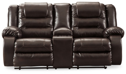 Ashley Vacherie Chocolate Reclining Loveseat with Console