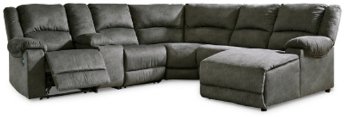 Ashley Benlocke Flannel 6-Piece Reclining Sectional with Chaise