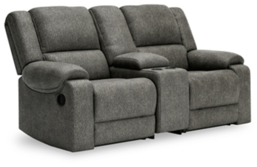 Ashley Benlocke Flannel 3-Piece Reclining Loveseat with Console