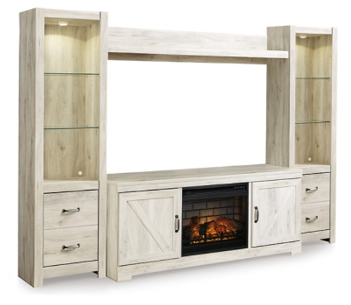 Ashley Bellaby Whitewash 4-Piece Entertainment Center with Electric Fireplace