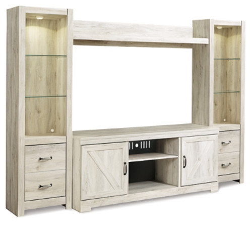 Ashley Bellaby Whitewash 4-Piece Entertainment Center