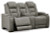 Ashley The Man-Den Gray Power Reclining Loveseat with Console