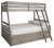 Ashley Lettner Light Gray Twin over Full Bunk Bed with 1 Large Storage Drawer