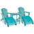 Ashley Sundown Treasure Driftwood 2 Outdoor Adirondack Chairs and Ottomans with Side Table