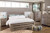 Ashley Zelen Warm Gray King/California King Panel Headboard Bed with Mirrored Dresser and Chest
