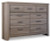 Ashley Zelen Warm Gray King/California King Panel Headboard Bed with Dresser