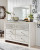 Ashley Paxberry Whitewash Queen Panel Bed with Mirrored 61" W Dresser, Chest and Nightstand