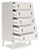 Ashley Aprilyn White Twin Bookcase Headboard with Dresser, Chest and 2 Nightstands