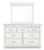 Benchcraft Kanwyn Whitewash Queen Panel Bed with Mirrored Dresser and Chest