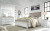 Benchcraft Kanwyn Whitewash Queen Panel Bed with Mirrored Dresser and Chest