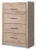 Ashley Senniberg Light Brown White Queen Panel Bed with Mirrored Dresser, Chest and 2 Nightstands