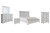 Benchcraft Kanwyn Whitewash King Panel Bed with Storage with Mirrored Dresser, Chest and Nightstand