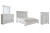 Benchcraft Kanwyn Whitewash King Panel Bed with Storage with Mirrored Dresser and Chest