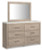 Ashley Senniberg Light Brown White Queen Panel Bed with Mirrored Dresser B1191/71/96/31/36