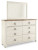 Ashley Willowton Whitewash Twin Panel Headboard with Mirrored Dresser and 2 Nightstands