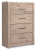 Ashley Senniberg Light Brown White King Panel Bed with Mirrored Dresser and Chest