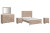 Ashley Senniberg Light Brown White Full Panel Bed with Mirrored Dresser and 2 Nightstands