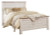 Ashley Willowton Whitewash Queen Panel Bed with Mirrored Dresser