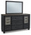 Ashley Foyland Black Brown California King Panel Storage Bed with Mirrored Dresser and 2 Nightstands