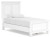 Ashley Fortman White Twin Panel Bed with Mirrored Dresser, Chest and Nightstand