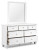 Ashley Fortman White Twin Panel Bed with Mirrored Dresser