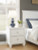 Ashley Fortman White Full Panel Bed with Mirrored Dresser, Chest and Nightstand