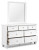 Ashley Fortman White California King Panel Bed with Mirrored Dresser