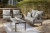 Ashley Visola Gray Outdoor Loveseat and 2 Chairs with Coffee Table