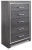 Ashley Lodanna Gray Full Upholstered Panel Headboard Bed with Mirrored Dresser, Chest and 2 Nightstands