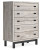 Ashley Vessalli Gray Queen Panel Bed with Mirrored Dresser, Chest and Nightstand