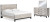 Ashley Vessalli Gray King Panel Bed with Mirrored Dresser