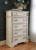 Ashley Realyn Chipped White Queen Sleigh Bed with Mirrored Dresser and 2 Nightstands